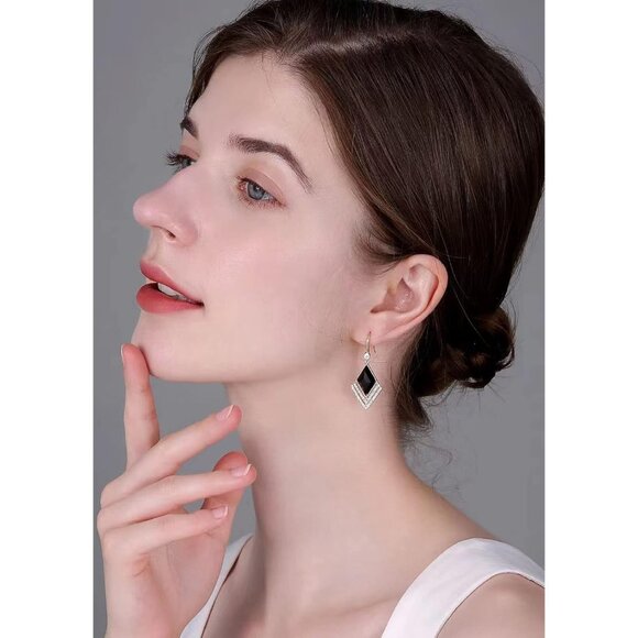 Black Gold Lightweight Statement Dangle Hypoallergic Earrings For Women Trendy - Picture 2 of 8